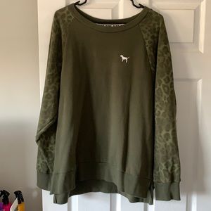 PINK green and leopard print sweatshirt